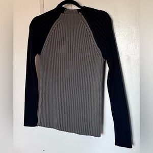 Armani Exchange Two-Tone Ribbed Crewneck Sweater - Navy & Gray